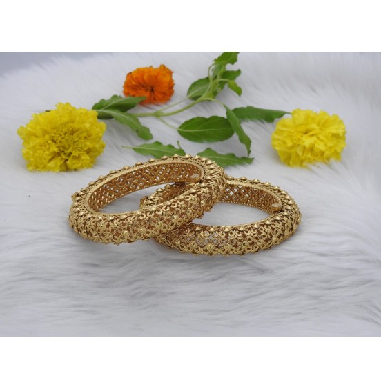 Elliptical Gold-Plated Bangles