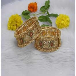 LATEST EVERGREEN MEENA GOLD PLATED DIAMOND BANGLE JEW FASHION JEWELLERY FOR GIRLS