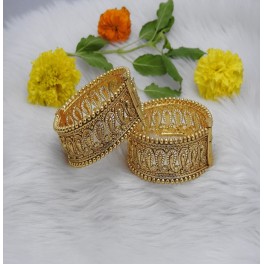 SHIMMERING GILDED PERFECTION SHINE WOMEN BANGLES JEWELLERY STYLISH LEAF PARTTEN JEW