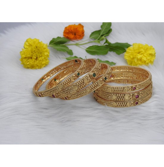 Premium Matte Rajwadi Jeweled Bangles