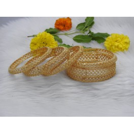 Meshed Marvel Gold-Plated Bangles Ensemble