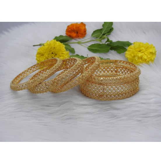 Meshed Marvel Gold-Plated Bangles Ensemble