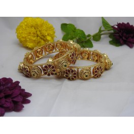 Ruby Encrusted Gold Bangles