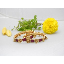 Matte Red Gemstone Bangles